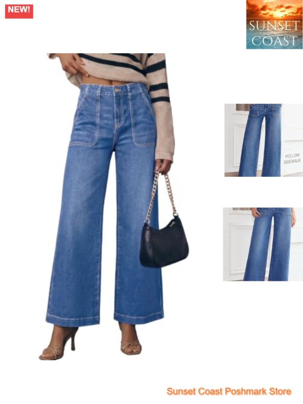 High Waisted Wide Leg Baggy Stretchy Denim Jeans for Women